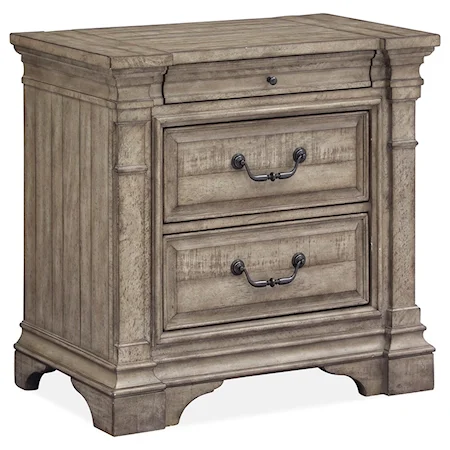 Transitional 3-Drawer Nightstand with Felt-Lined Top Drawers and USB Port